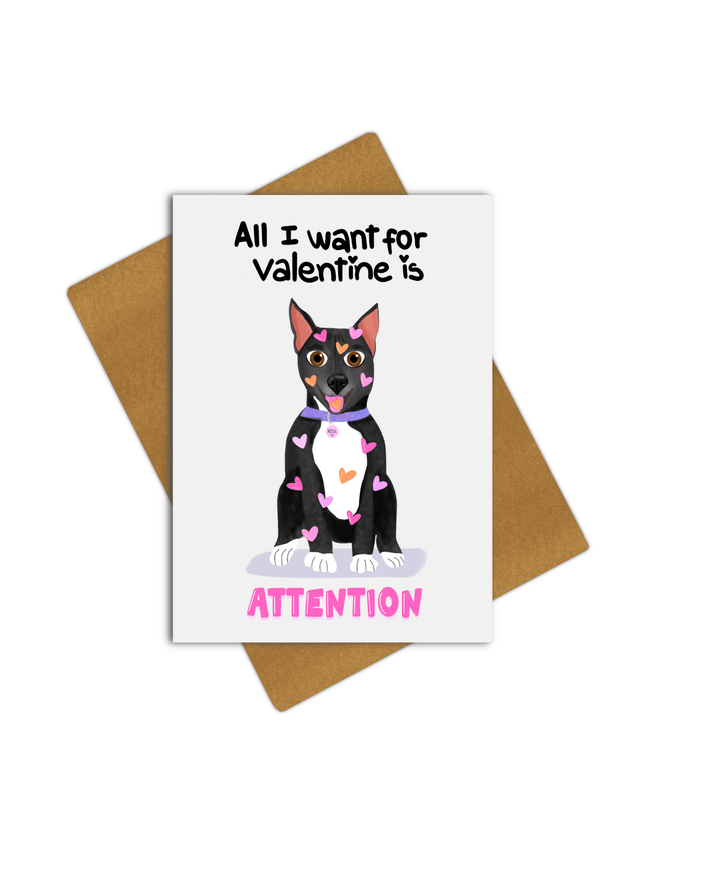 All I Want For Valentine is Attention Card - Large - Giordanelli Art