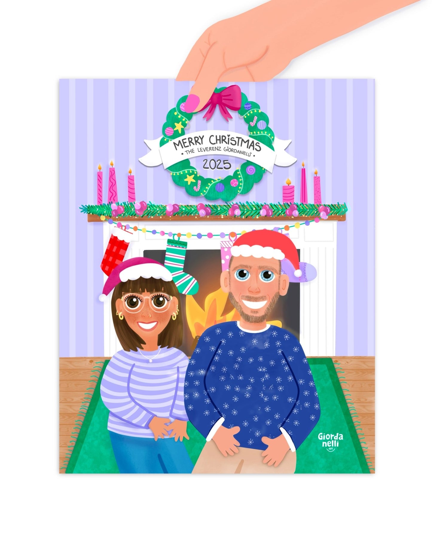 Christmas Custom Duo Illustration Bundle (1 Print + 5 Cards) - LIMITED EDITION - Giordanelli Art