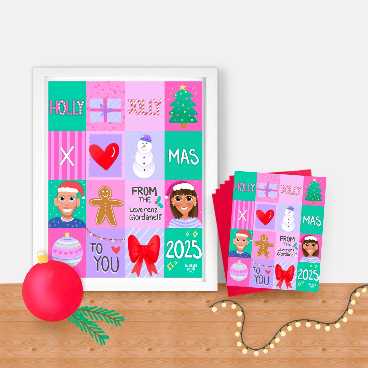 Christmas Custom Duo Illustration Bundle (1 Print + 5 Cards) - LIMITED EDITION - Giordanelli Art