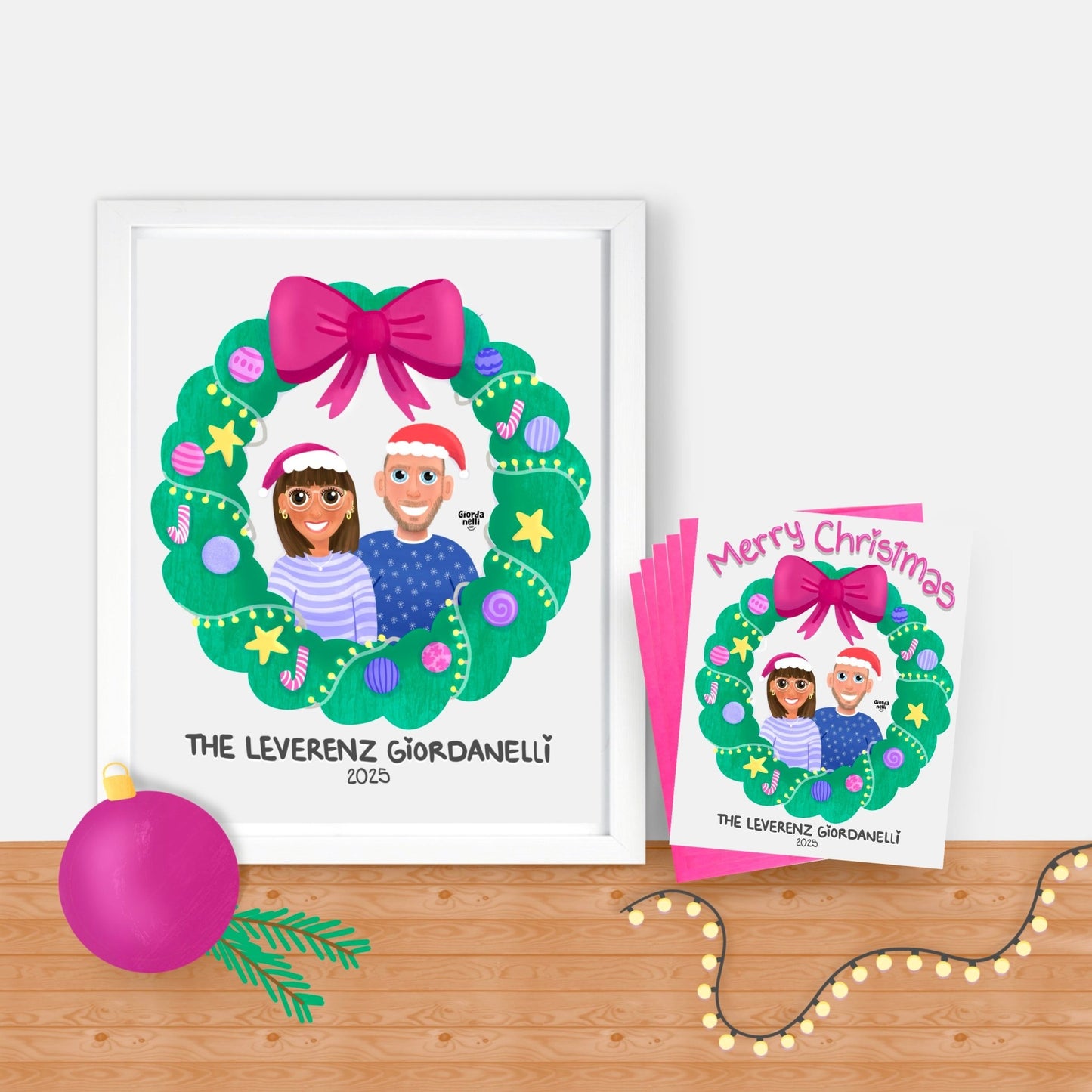 Christmas Custom Duo Illustration Bundle (1 Print + 5 Cards) - LIMITED EDITION - Giordanelli Art