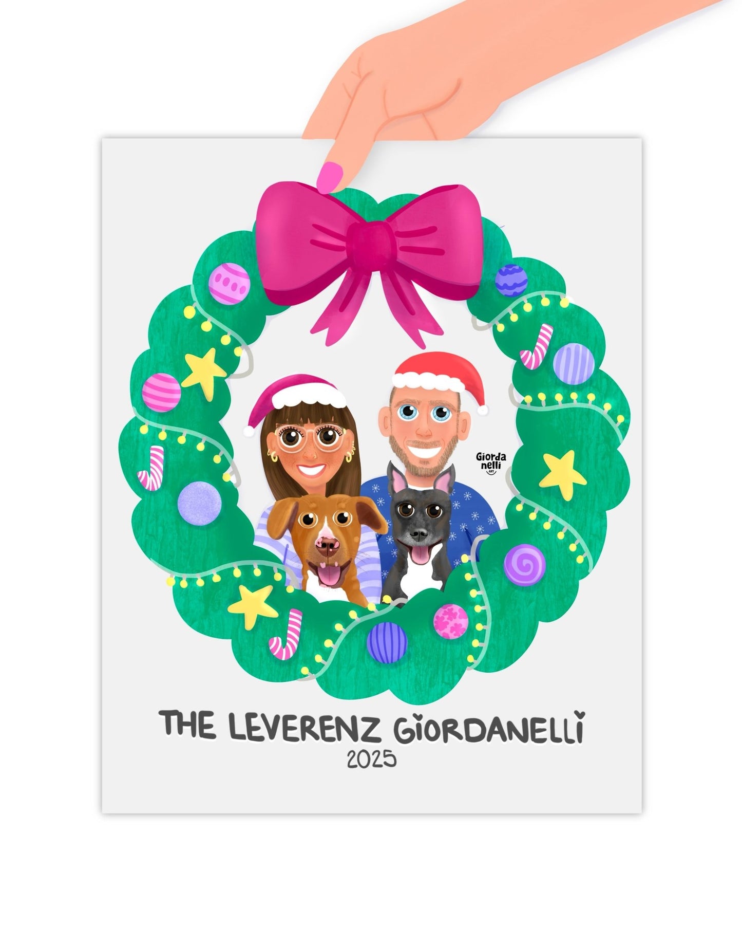 Christmas Custom Family Illustration Bundle (1 Print + 5 Cards) - LIMITED EDITION - Giordanelli Art