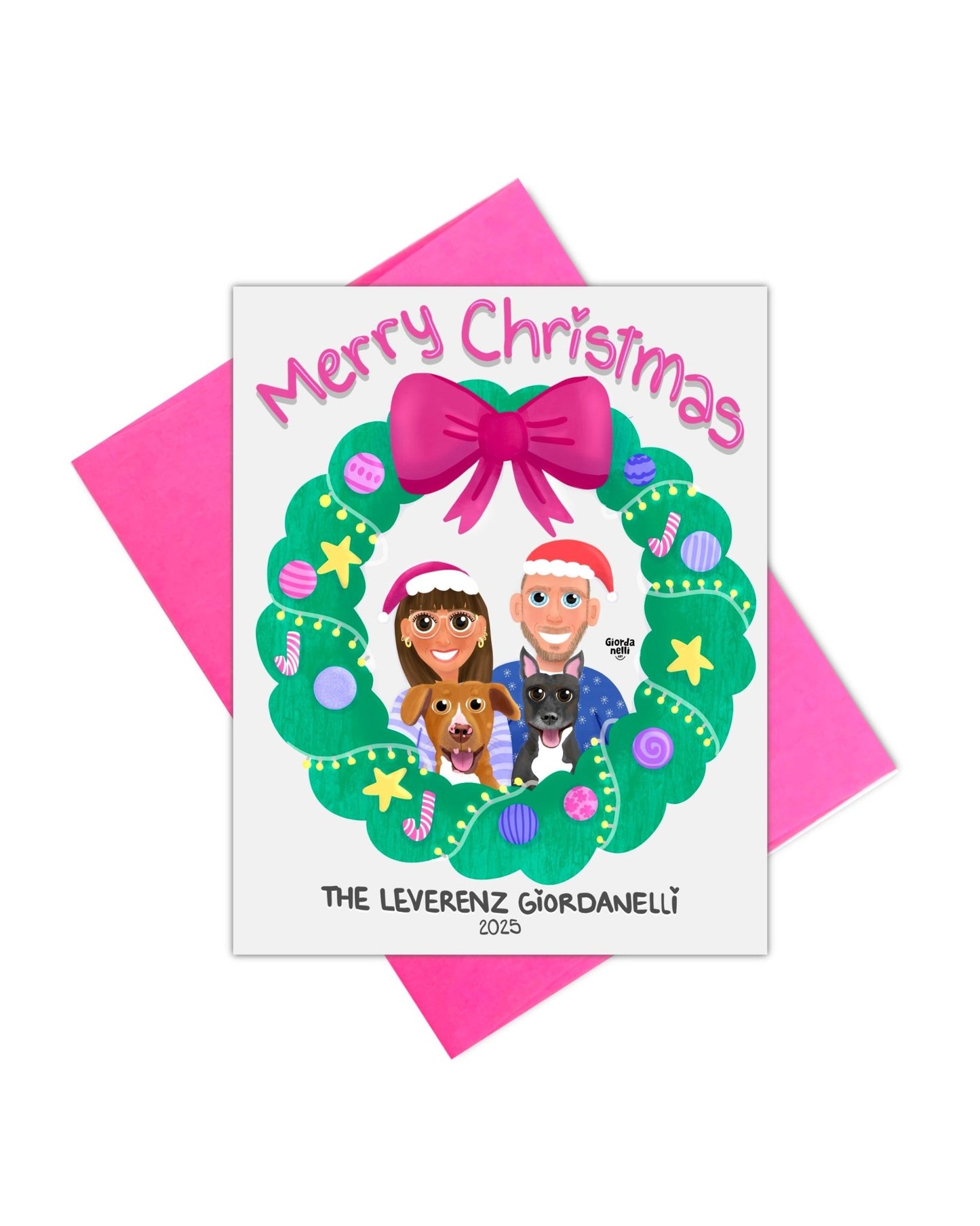 Christmas Custom Family Illustration Bundle (1 Print + 5 Cards) - LIMITED EDITION - Giordanelli Art