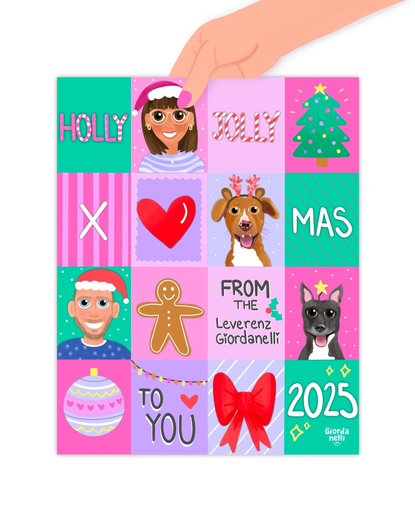 Christmas Custom Family Illustration Bundle (1 Print + 5 Cards) - LIMITED EDITION - Giordanelli Art