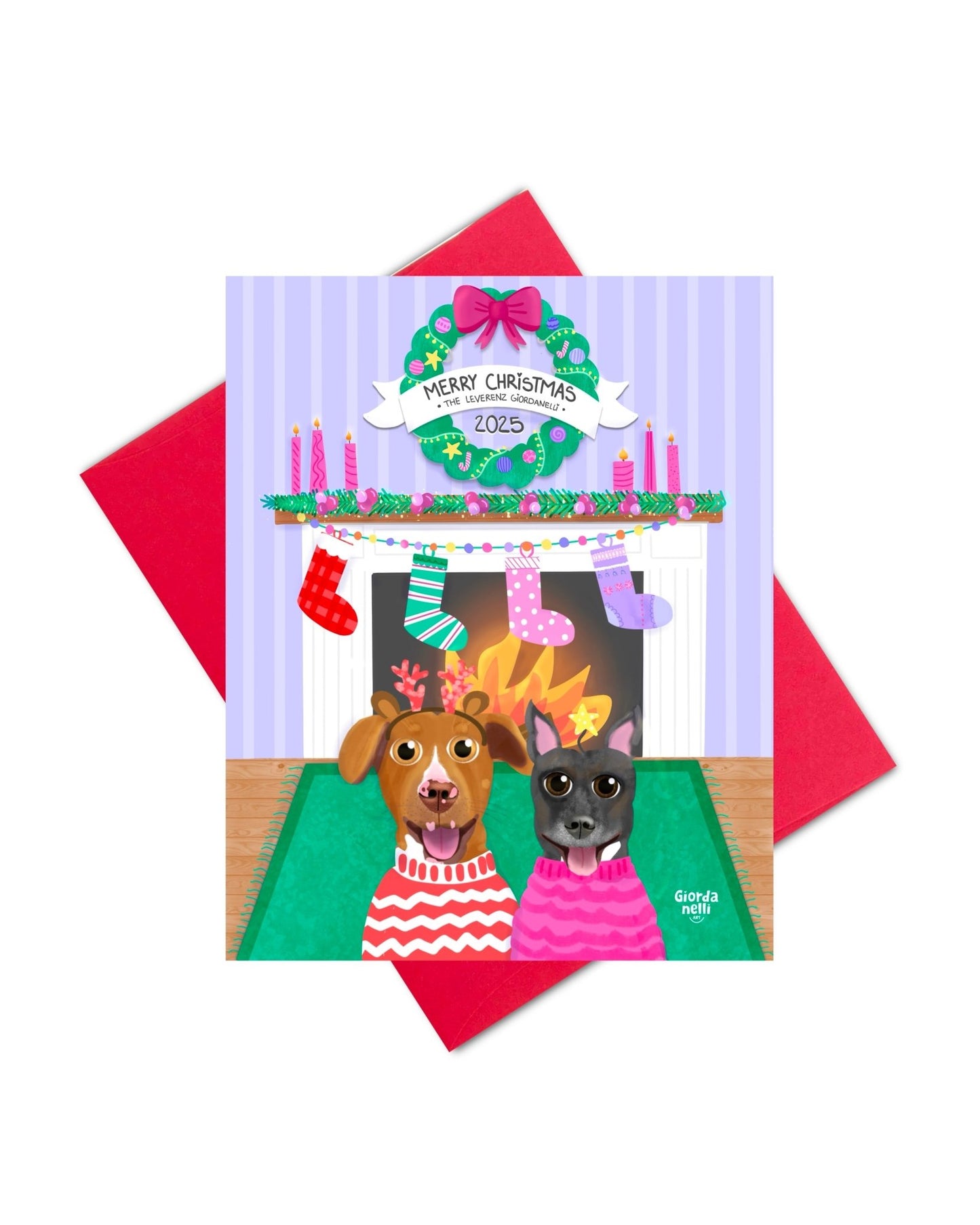 Christmas Custom Pet Illustration Bundle (1 Print + 5 Cards) - LIMITED EDITION - Giordanelli Art