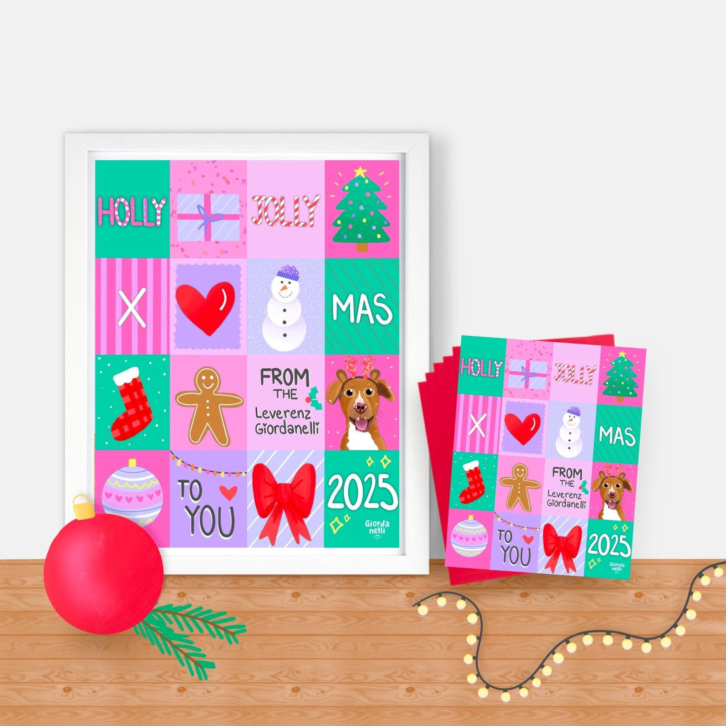 Christmas Custom Pet Illustration Bundle (1 Print + 5 Cards) - LIMITED EDITION - Giordanelli Art