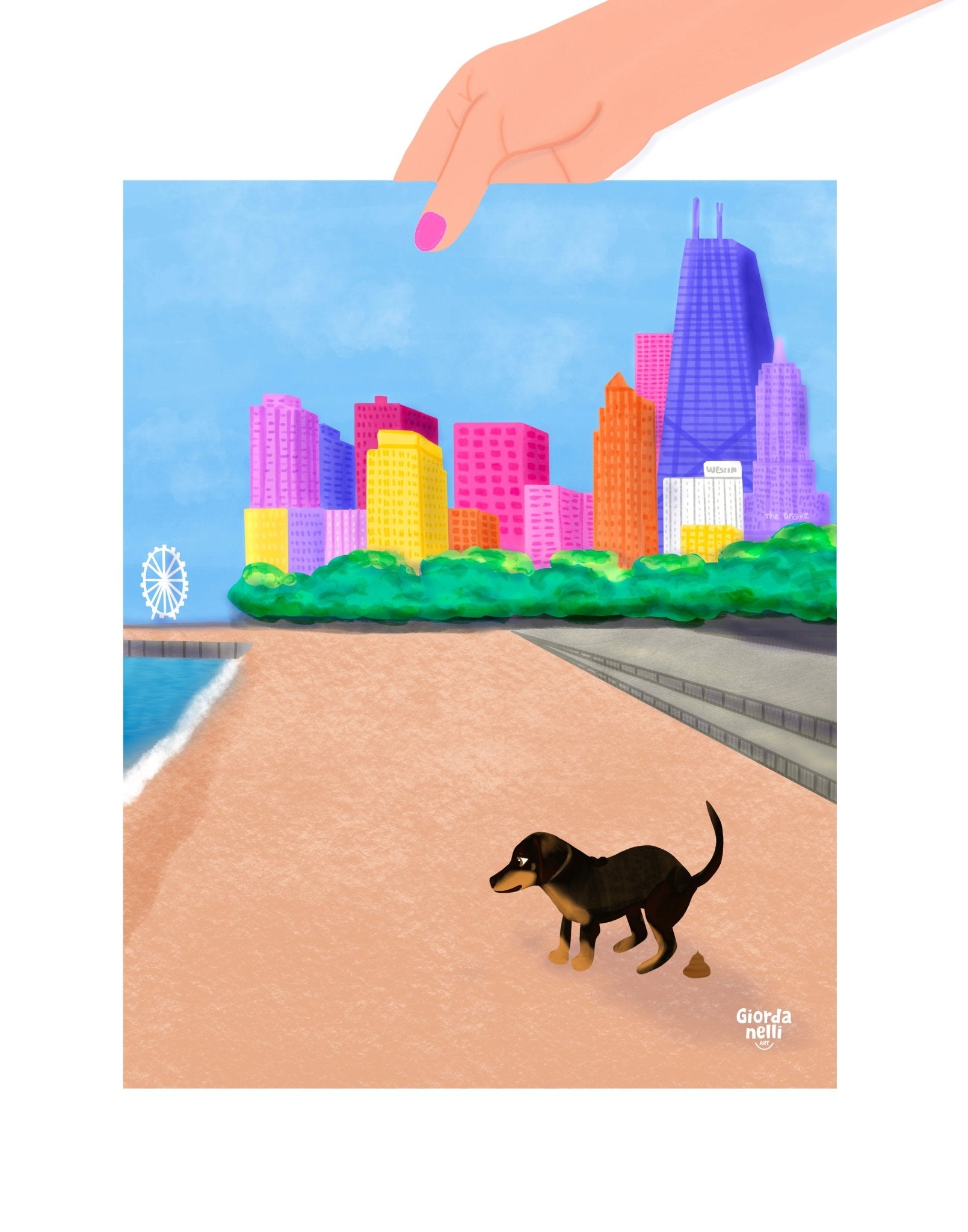 Chicago Dogs - O.G.: Oak Street Beach - Giordanelli Art
