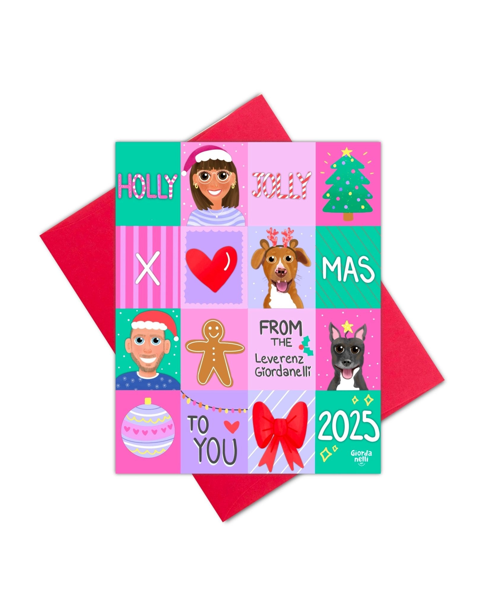 Christmas Custom Family Illustration Bundle (1 Print + 5 Cards) - LIMITED EDITION - Giordanelli Art