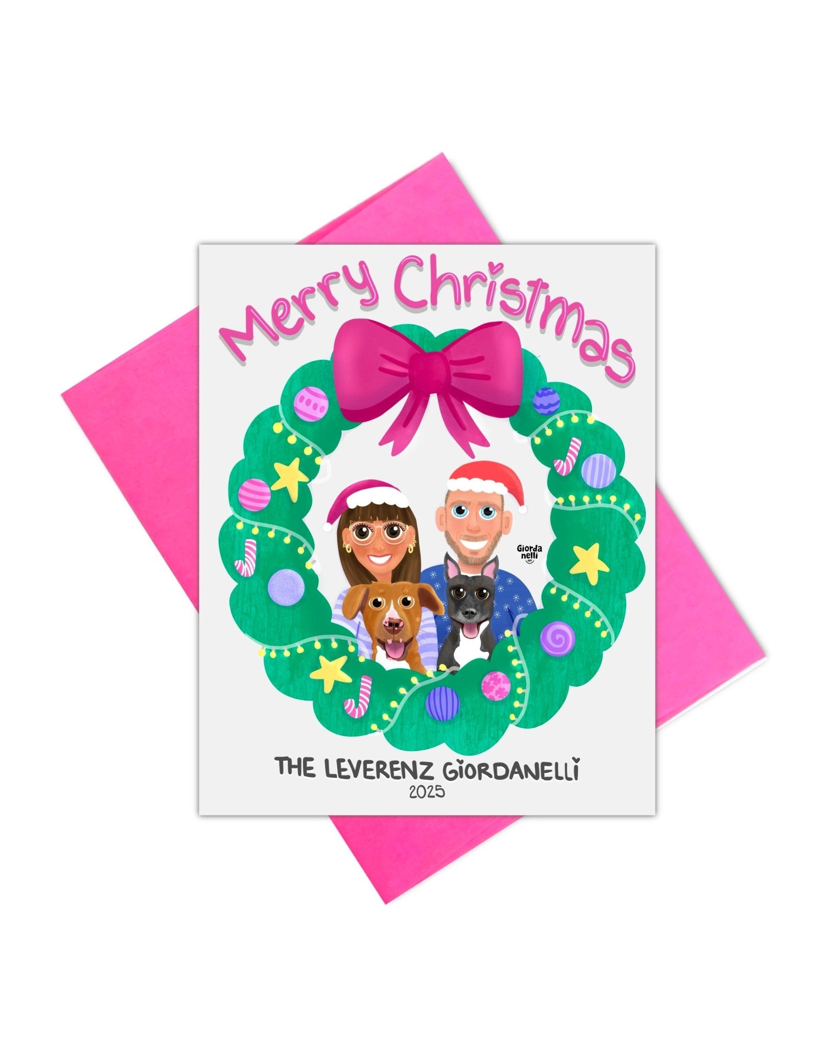 Christmas Custom Family Illustration Bundle (1 Print + 5 Cards) - LIMITED EDITION - Giordanelli Art