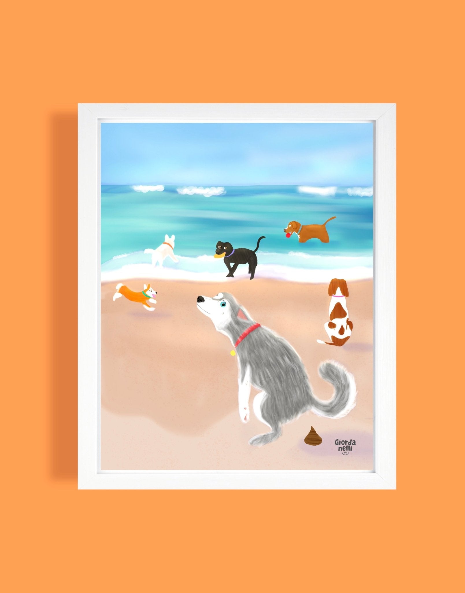 Dog Beach - Chicago Dogs Collection - Giordanelli Art