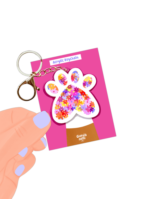 Floral Paw Keychain - Giordanelli Art