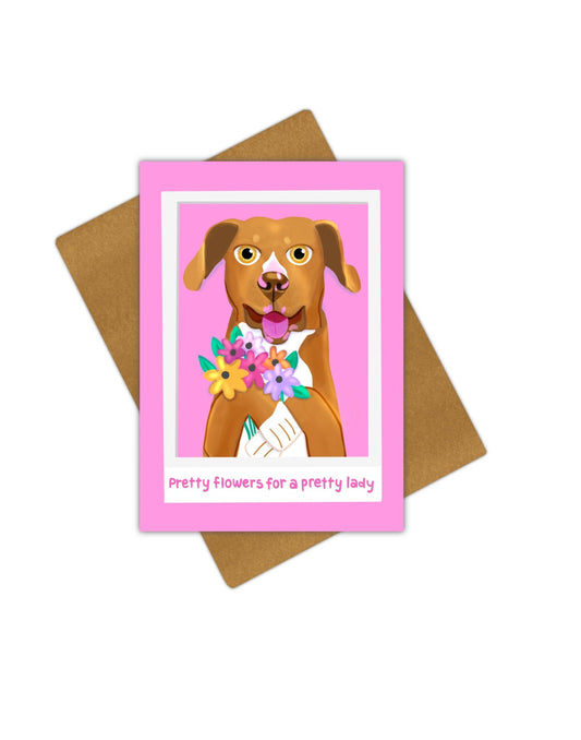 Flowers 4 Pretty Lady Greeting Card - Giordanelli Art