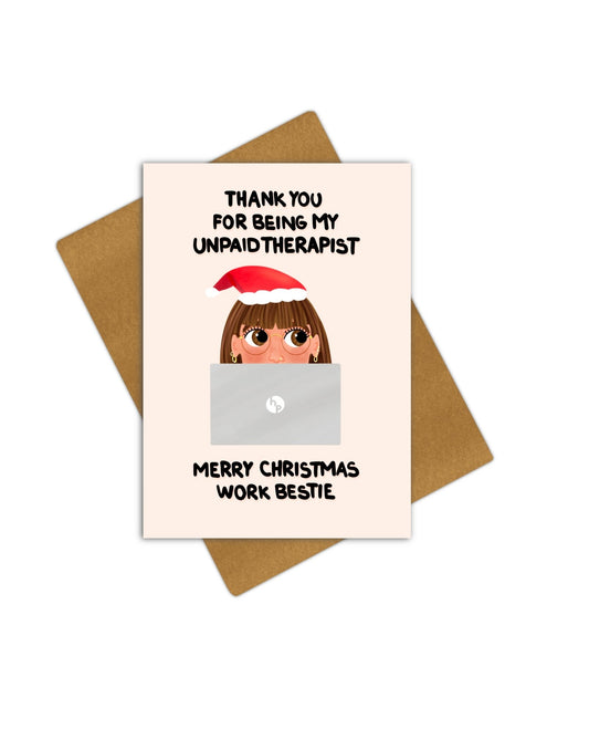 Unpaid Therapist Christmas Card - Large - Giordanelli Art