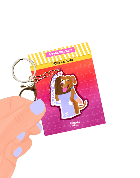 Who Rescued Who Keychain - Giordanelli Art