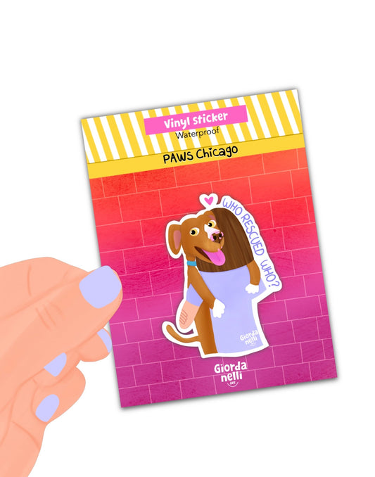 Who Rescued Who Sticker - Giordanelli Art